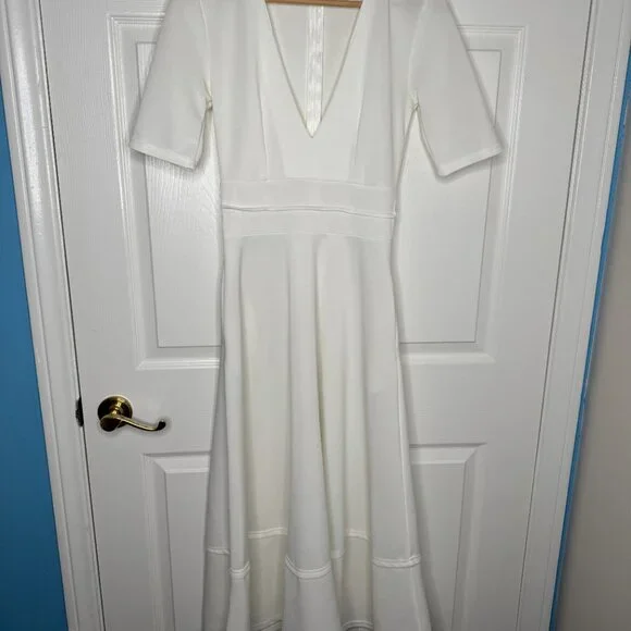 White Deep V-Neck Maxi Dress - Picture 6 of 6